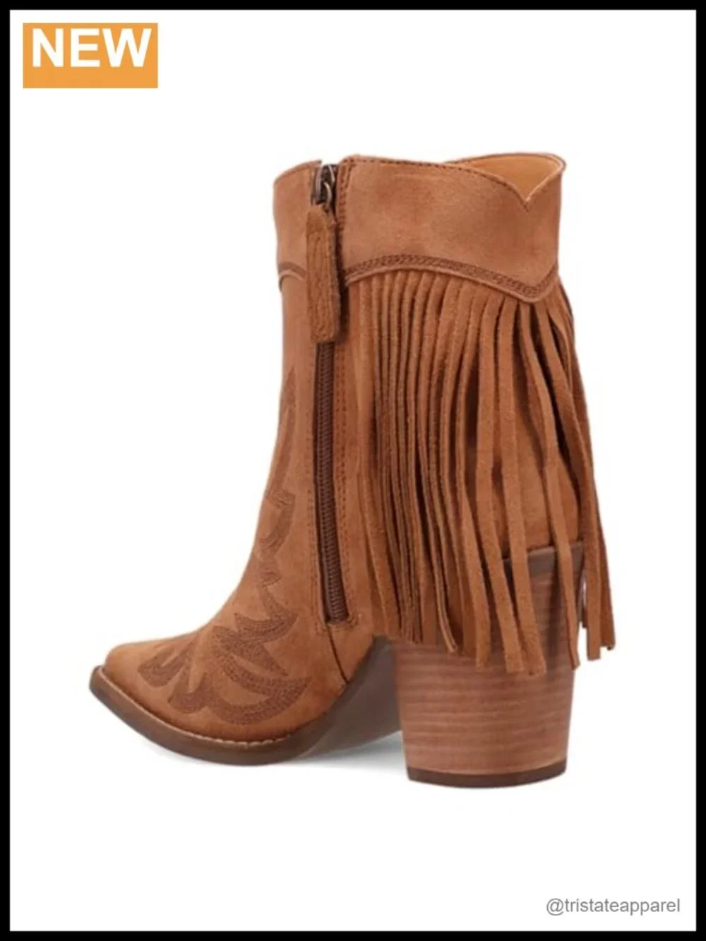 Dingo Wild Sage Suede Western Bootie Snip Toe Zipper Mid Heel